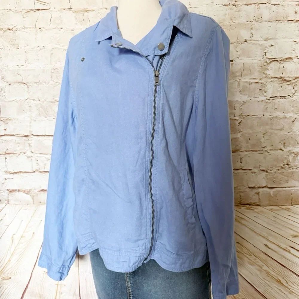 Cynthia Rowley linen moto jacket lightweight